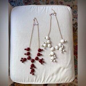 Vintage: 2 pc Elegant Red and White Statement Necklaces